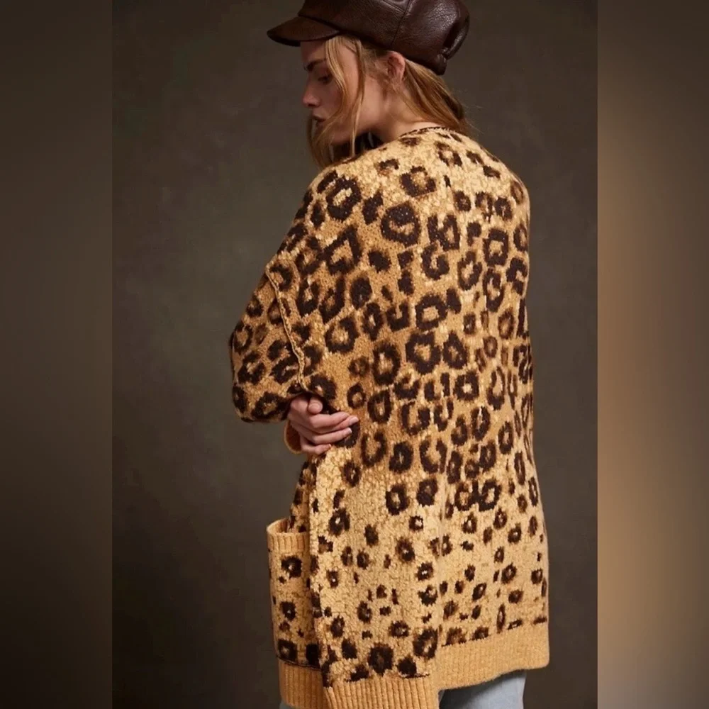Free People State Side Cardigan Leopard Print - Picture 3 of 4